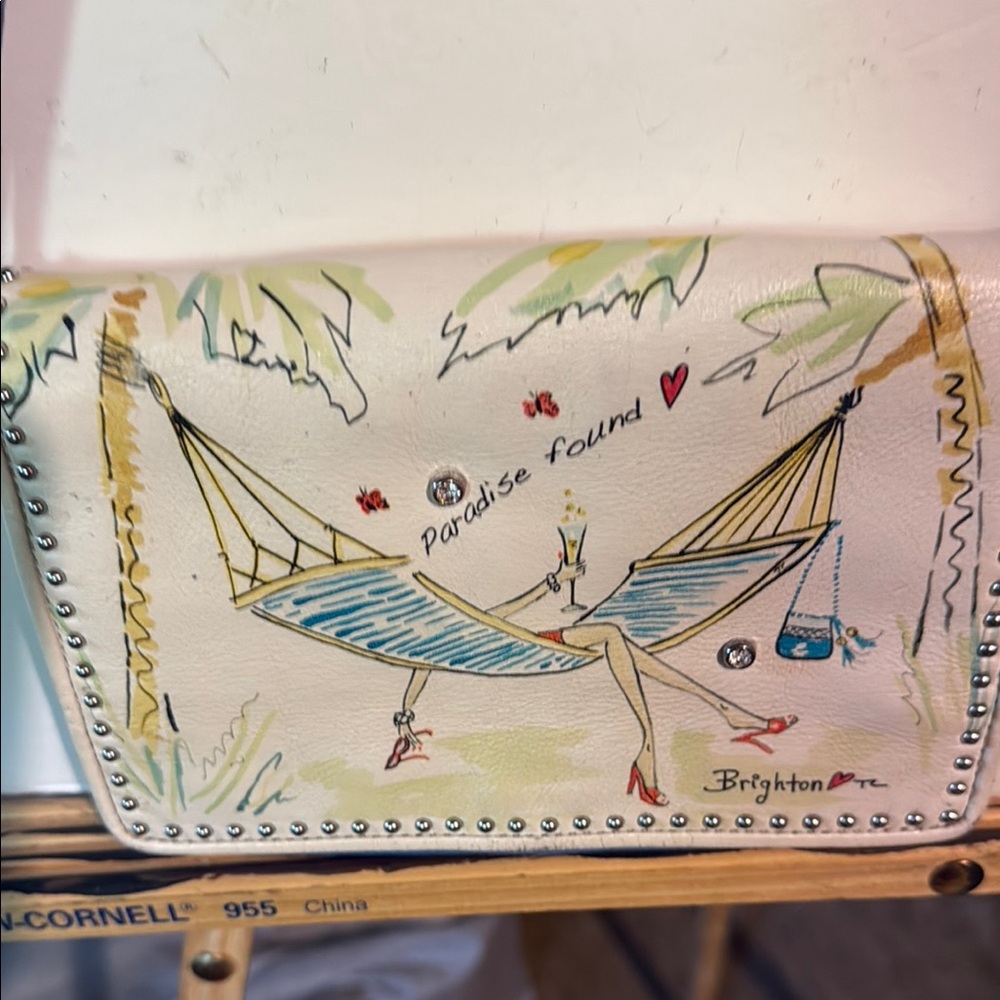 Brighton Paradise Found Clutch - Cream and Blue